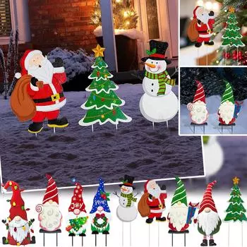 Веселого Рождества двор кол знак украшения снеговик Санта-Клаус сад кол праздник открытый свадьба рождественские украшения Navidad One Size