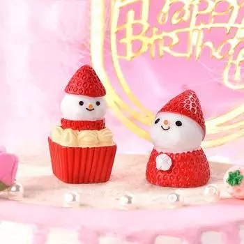 Веселого Рождества Клубничный Снеговик Украшения Рождественские Украшения Мини Торт Поделки Фигурка Украшение Новый Год Рождественский Декор