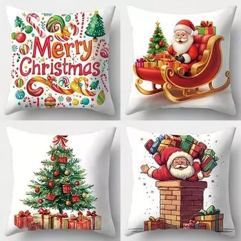 Веселого Рождества Праздничное украшение Наволочка Санта-Клаус и подарок Чехол для подушки Диван Подушки для украшения комнаты 40x40cm