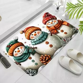 Веселого Рождества, приветственный дверной коврик, толстый фланелевый противоскользящий, праздничный мультяшный дизайн, идеально подходит для входа, гостиной, спальни, кухни 400MMx600MM