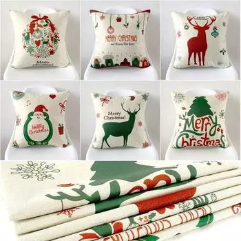 Веселого Рождества Санта Рождественская наволочка для подушки украшение из хлопка и льна 45*45 см C