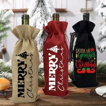 Веселого Рождества винный мешок бутылки Рождественское украшение Санта бутылка званый ужин рождественский стол сумки винный чехол праздничный подарок