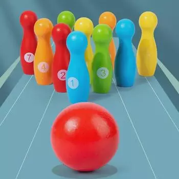 Веселые блоки для боулинга: Развивающая деревянная игрушка для раннего развития детей и взаимодействия родителей и детей.