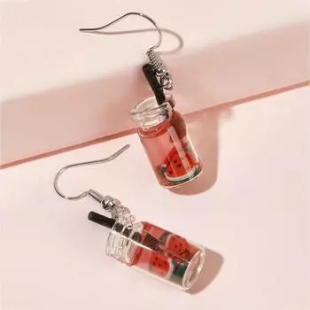 Веселые креативные серьги с фруктовым пузырем и чаем, маленькие серьги в стиле Харадзюку для милой девушки красный