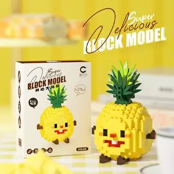 Веселые микрочастичные строительные блоки Happy Eat and Play Series Яркий авокадо ананас детские развивающие игрушки для сборки No box