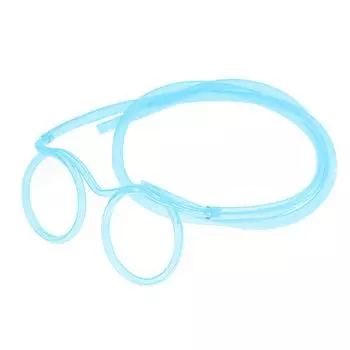 Веселые очки с соломенной крышкой для питья, очки с соломенной крышкой для детской вечеринки (синий)