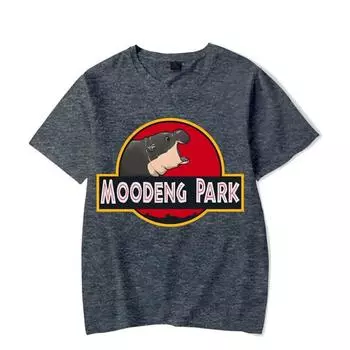 Веселые принты с изображением прыгающей свиньи Му Дэн, повседневные универсальные модные футболки с короткими рукавами из чистого хлопка для женщин S