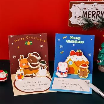 Веселые рождественские 3D-открытки Креативные трехмерные рождественские открытки Поздравительные открытки с рождественским декором Поздравительные открытки своими руками Подарки