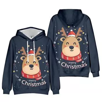 Веселые рождественские 3D-принты толстовки детские винтажные рождественские елки графические толстовки с капюшоном женские свитера Санта-Клауса мужская одежда S