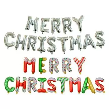 Веселые рождественские фольгированные шары, красочные новогодние шары, настенный баннер, набор для украшения фона домашней праздничной вечеринки