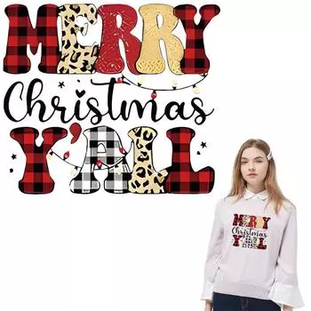 Веселые рождественские нашивки Легко печатные наклейки Футболки Parches Ropa Термопресс Аппликация Толстовки Diy Одежда Наклейки Нашивки