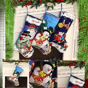 Веселые рождественские носки, плюшевые елочные подвесные подарочные конфеты, большие носки, украшение