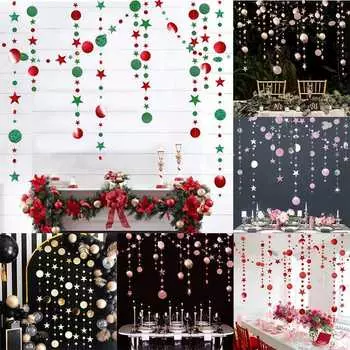 Веселые рождественские украшения для рождественской елки, новогодние 4M мерцающие бумажные гирлянды для украшения дома 4m