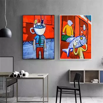 Веселый граффити креативный плакат холст настенный принт гостиная поп-арт украшение дома 21cm30cm NoFrame