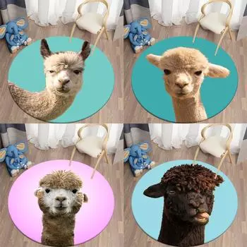 Веселый и милый круглый ковер с выражением альпаки для дома, гостиной, дивана, спальни, украшения пола, ковер 40cm