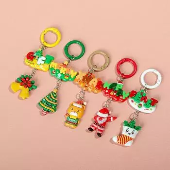 Веселый и милый стильный многоцветный брелок из смолы с рождественским элементом, унисекс, пара, дата, годовщина, рождественский подарок