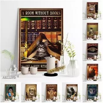 Веселый и милый животный ретро-арт постер, юмористическая ложка, милый питомец, памятный подарок, креативное украшение для дома 21cm30cm NoFrame