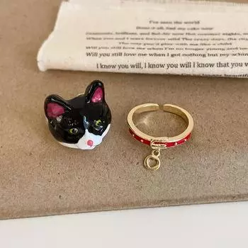 Веселый капающий мультфильм щенок открытое кольцо женская индивидуальность изысканная элегантность мода пригородный универсальный кольцо кольцо