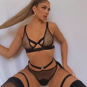 Веселый комплект новогоднего сетчатого сращивания сексуального полого женского нижнего белья S