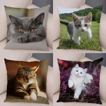 Веселый милый кот, домашнее животное, серия наволочек, украшение для детской комнаты, украшение для гостиной, спальни, дома 40x40cm