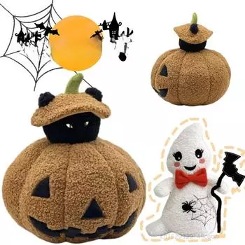 Веселый мультфильм Новая серия Хэллоуина Плюшевые игрушки Злые тыквенные призраки Плюшевые игрушки Домашний декор для мальчиков и девочек Подарки на Хэллоуин about 24cm