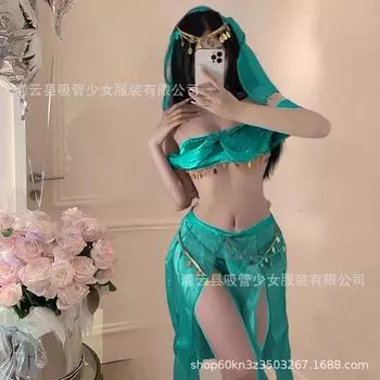 Веселый нижний топ-труба экзотический танец девушка стиль чистого желания сексуальный супер фея древний стиль накладной карман придворная ночная рубашка One size