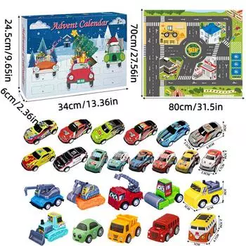 Веселый обратный отсчет Рождественский календарь Мультяшная мини-машинка Игрушка Коробка-сюрприз Детские подарки