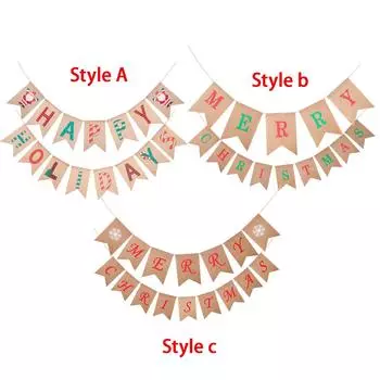 Веселый рождественский баннер Праздничный баннер Мультфильм Фон Вытяните флаг для вечеринки у камина в помещении и на открытом воздухе Свадьба