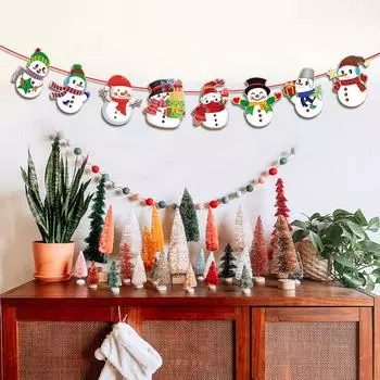 Веселый рождественский баннер Санта-Клаус Снеговик Гирлянда из лося Веселое рождественское украшение для дома 2025 Navidad Рождественский подарок Новый год 2024