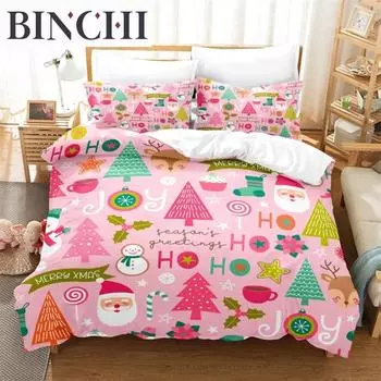 Веселый рождественский комплект постельного белья, модный комплект постельного белья, мягкий, удобный, дышащий, для декора спальни и гостевой комнаты 70x133cm 2pcs