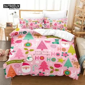 Веселый рождественский комплект постельного белья, модный комплект постельного белья, мягкий, удобный, дышащий, для декора спальни и гостевой комнаты 70x133cm 2pcs
