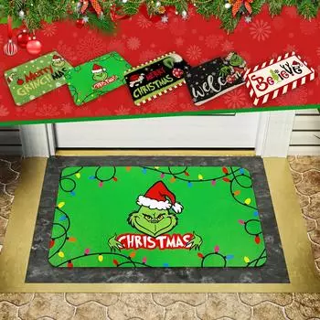 Веселый Рождественский коврик для ванной, коврик для ванной комнаты для детей, нескользящий, впитывающий, моющийся, прикроватный коврик, декор для спальни, коврик для входной двери в комнату One Size
