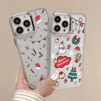 Веселый рождественский подарок с принтом елки Прозрачный чехол для телефона Чехол для iPhone 16 Pro Max 15 Plus 14 Pro 13 12 11 Милый прозрачный противоударный силиконовый мягкий чехол iPhone 16