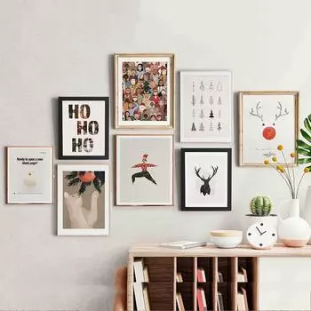 Веселый Рождественский постер, люди, празднование, Новогодняя елка, картинки для йоги, рождественский подарок, холст, живопись, художественные принты для декора гостиной 21x30cm No Framed белый