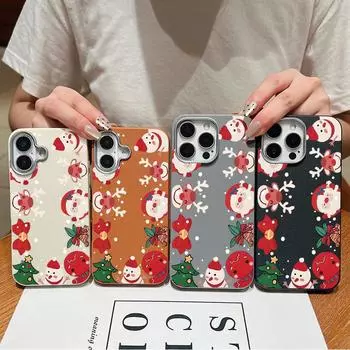 Веселый рождественский Санта-Клаус с принтом ТПУ тонкий чехол для iPhone 16 Pro Max 15 Pro 14 13 12 11 лось снеговик мягкий противоударный защитный матовый чехол для телефона iPhone 16 бежевый