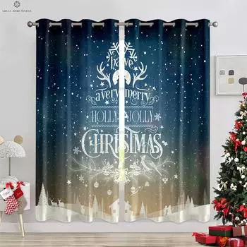 Веселый рождественский снеговик, шар, 3D-печатная занавеска, спальня, ресторан, фестиваль, украшение для вечеринки, занавеска, подарок, 2 шт. W50xH130(CM)x2PCS&Rod pocket
