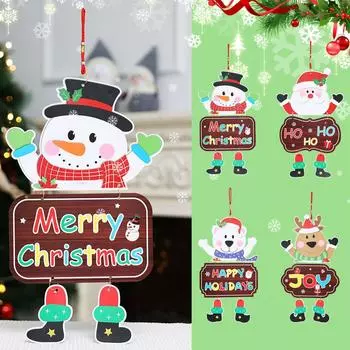 Веселый рождественский висячий знак, украшение Санта-Клауса, снеговика, елочные подвесные украшения, праздничный приветственный знак для входной двери, стены, крыльца, внутреннего и наружного использования One Size
