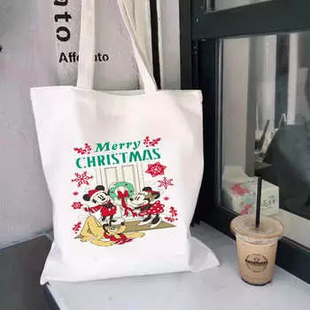 Веселый рождественский замок Микки и Минни Сумка хозяйственная сумка сумки женские сумки через плечо