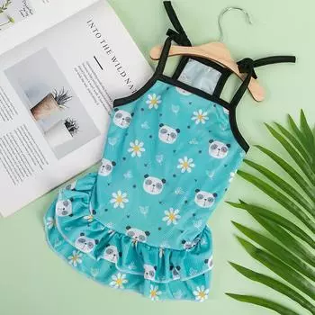 Весенне-летнее платье-сарафан для домашних животных для собак и кошек - Принт Бишон и Тедди XXL