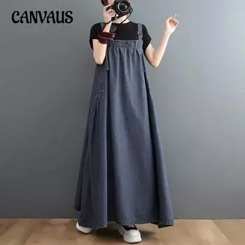 Весенне-летнее женское платье больших размеров в стиле ретро, свободное тонкое джинсовое платье сзади, длинные свободные платья больших размеров M синий