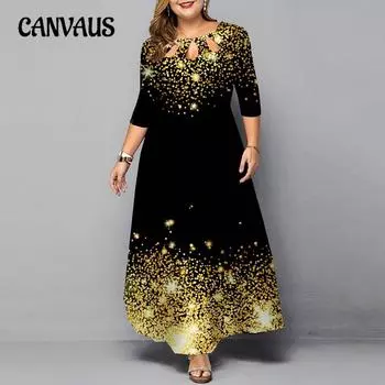 Весенне-летнее женское платье больших размеров, пуловер с цифровым принтом, длинные платья