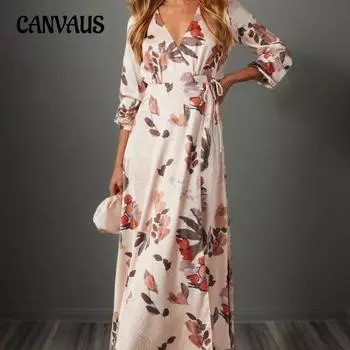 Весенне-летнее женское платье с рукавом три четверти. Элегантные повседневные платья с принтом. S белый