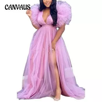 Весенне-летнее женское платье Вечернее платье Свободные большие свободные сетчатые платья Пригородное вечернее платье больших размеров L белый