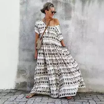 Весенне-летнее женское пляжное платье с короткими рукавами S серый