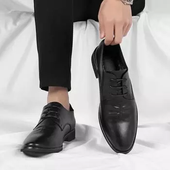 Весенне-летние белые кожаные туфли в деловом стиле, универсальные мужские деловые туфли на шнуровке 38 белый