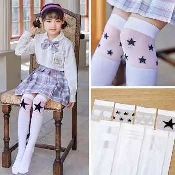 Весенне-летние детские чулки, детские бархатные гольфы, белые чулки для девочек, школьные носки, чулки, толстые бедра one size