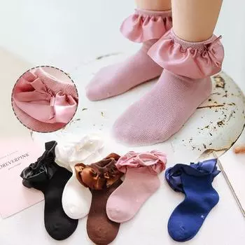 Весенне-летние детские носки, милые кружевные носки с цветочными бантами, носки для новорожденных девочек, хлопковые носки принцессы для девочек, носки для маленьких девочек, вещи S