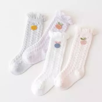 Весенне-летние детские носки, полые гетры для девочек и мальчиков, длинные гольфы, хлопковые детские носки принцессы для маленьких детей XS