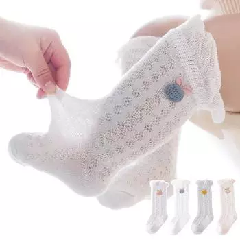 Весенне-летние детские носки, полые гетры для девочек и мальчиков, длинные гольфы, хлопковые детские носки принцессы для маленьких детей XS