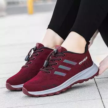 Весенне-летние дышащие сетчатые прогулочные туфли на мягкой подошве, женские прогулочные кроссовки 41 красный